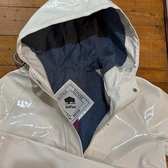 Bellfield Clothing Ivory Rain Jacket with Hood Size XS - Picture 2 of 6